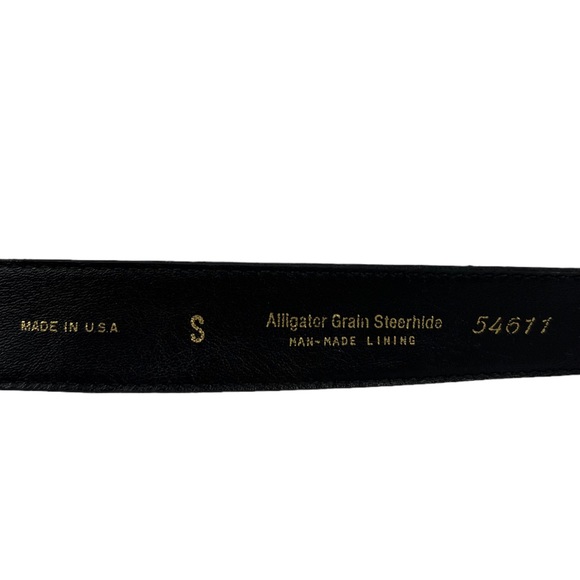Garfinckel's Small Alligator Grain Steerhide Belt Made in USA Gold Tone Buckle - Picture 7 of 14